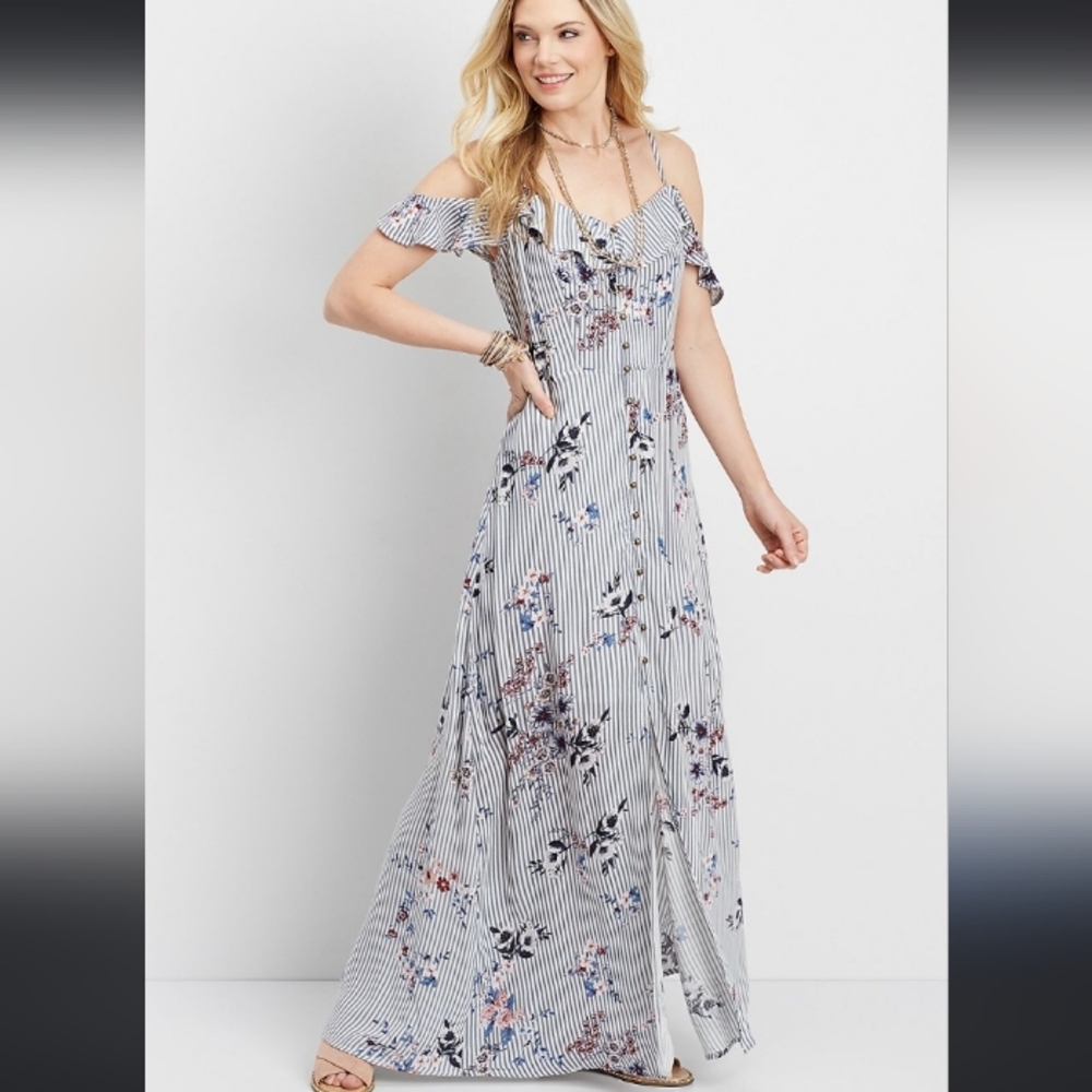 Maurices Button Down Floral Maxi Dress